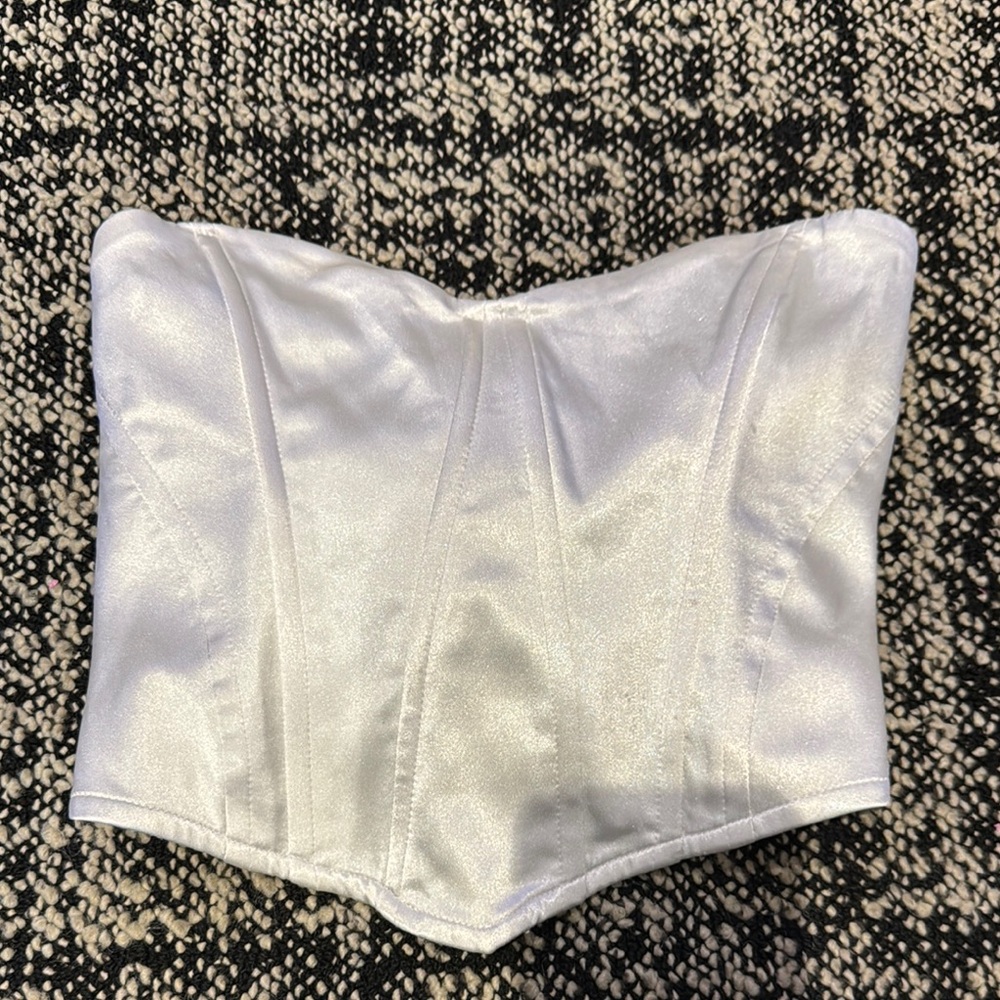Elegant White Satin Corset Top
